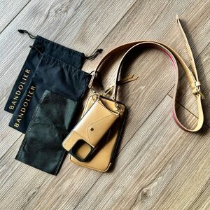 NWOT Bandolier Kimberly Crossbody + Expanded Zip Pouch iPhone 15 Pro | Tan Gold